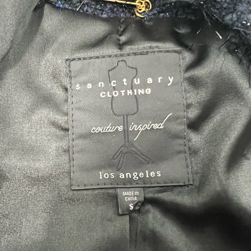 Sanctuary Clothing Los Angeles Midnight Blue & Black Boucle Jacket Small - Picture 9 of 10